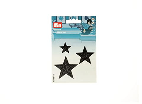 Prym 925597 Appliqué Stars Self-Adhesive/Iron-On Black Glossy