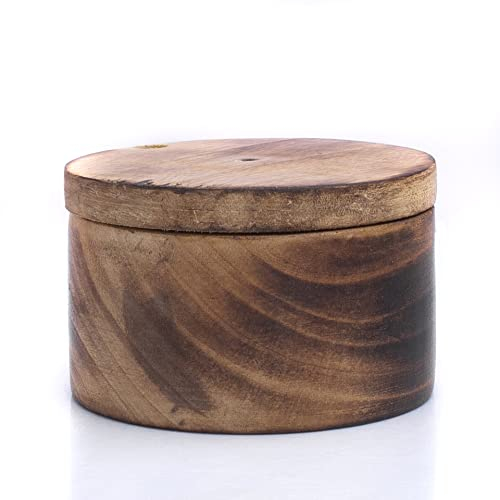 The Great Indian Bazaar Beautiful Handmade Decorative Mango Wood Sugar Bowl with Lid for Salt Spice Herb Loose Leaf Tea Storage Table Countertop Container Novelty Home & Kitchen