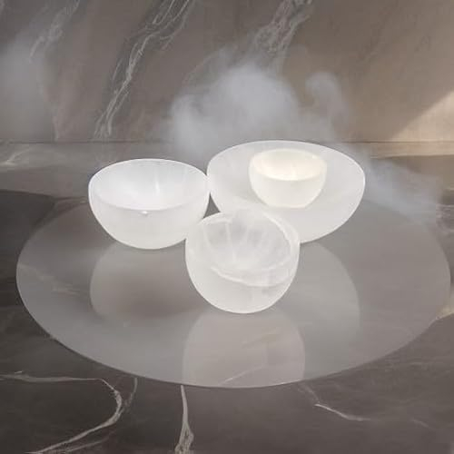 LANDSTER Selenit schale selenit Schüssel Schmuckschale selenit Ladeschale Kristall Dekoschale Heilung Edelstein Reinigung schale Edelsteingeschenk Dekoration home decor 10 cm