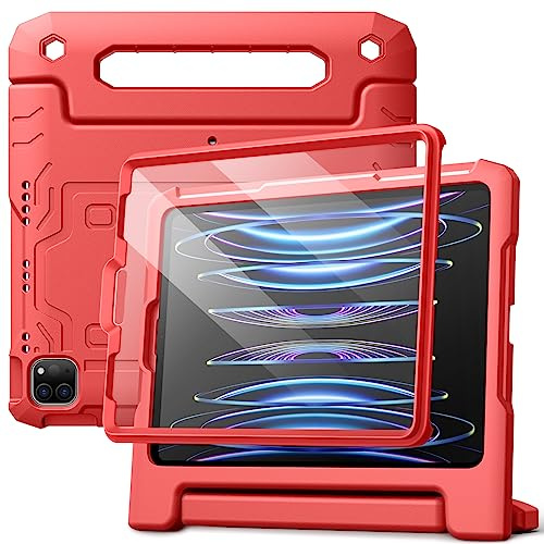 JETech Funda Infantil para iPad Pro 11 & iPad Air 5/4 10,9, Rojo | Para iPad Pro 11 (2022-2018)& iPad Air 5/4 10,9 (2022/2020), Protector de Pantalla Integrado, Carcasa de Cuerpo Completo