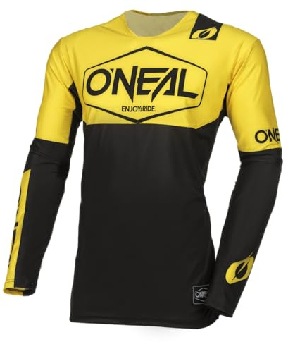 O'NEAL | Motocross-Shirt Langarm | MX MTB Mountainbike | Leichtes Material, ergonomischer Slim Fit Schnitt für perfekte Passform | Mayhem Jersey Hexx V.24 | Erwachsene | Gelb Schwarz | Größe S