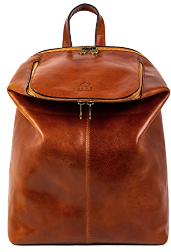 Time Resistance Damen und Herren Rucksack aus Leder - Handgefertigt in Italien - 100% Lederrucksack - Vintage Rucksack - Wanderrucksack
