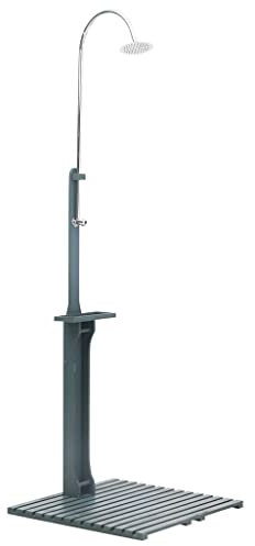 puraday Doccia da Giardino Antracite in Legno Doccia Lavapiedi da Esterno Doccia da Giardino Esterno Kit Doccia Esterna Doccia da Esterno Doccia Esterna Giardino 75x75x221 cm