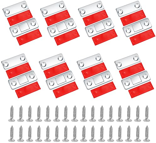 8 Stk Magnetschnäpper, Magnete Schranktüren Selbstklebend Stark, Türmagnete, Magnetverschluss, für Möbeltüren Kabinett Schiebetür Balkontür Magnetschloss Türschließe - Silber