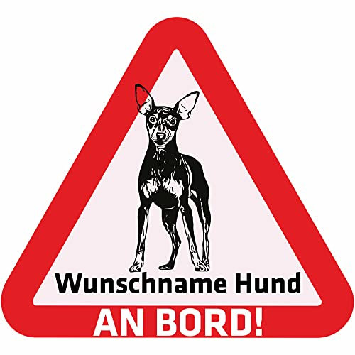 Indigos UG - Namensaufkleber Hund - Zwergpinscher - Aufkleber mit Namen & Wunschtext - individuell personalisiert - Auto - Motorrad - LKW