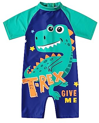Ewbob Boy Swimsuit Sun Protection Short Sleeve One Piece Swimwear 18M-6Y | Boys Swimming Costume,Kids Swim Costume,Boys Bathing Suit,Toddler Swimsuit,One Piece Swimsuit,18 Months to 6 Years,UPF 30+