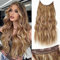 PORSMEER Secrets Haare Extensions Lange Gewellt Rot Braun mit Hellblond Haarverlängerung mit verstellbarem unsichtbarem Draht mit 4 sicheren Clips,Kunsthaar Haarteile für Frauen 50cm