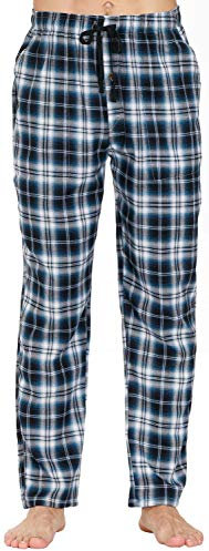 MoFiz Bas de de Pyjama Homme Long Pantalon d'hiver Chaud à Carreaux Coton Vêtements de Nuit avec Braguette à Boutons No.2756 L