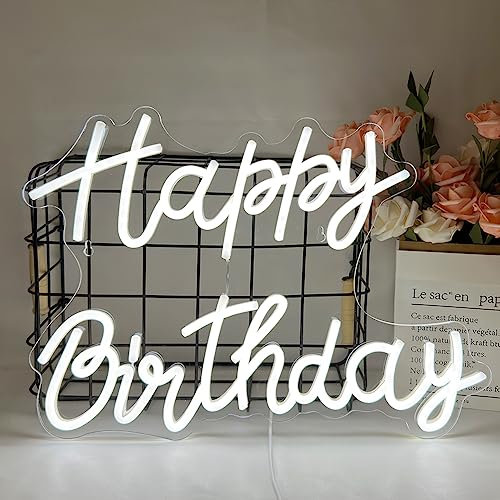 Happy Birthday Letters LED Neonschilder Leuchtreklamen Neonlichter LED Wanddekoration Leuchtreklame USB Acrylic Brief Leuchtschild für Schlafzimmer Hochzeit Verlobungsfeier Dekoration