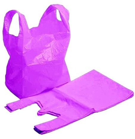 Efforias Heavy Duty Plastic Vest Carrier Bags - 11 x 17 x 21 Inches - Pack of 75 (Purple)