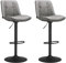 VASAGLE Juego de 2 Taburetes de Bar, Sillas Altas Giratorias Regulables en Altura, Acolchado PU, Sillas de Cocina con Respaldo y Reposapiés, Comedor, Mostrador, Acero, Gris Paloma LJB095G01