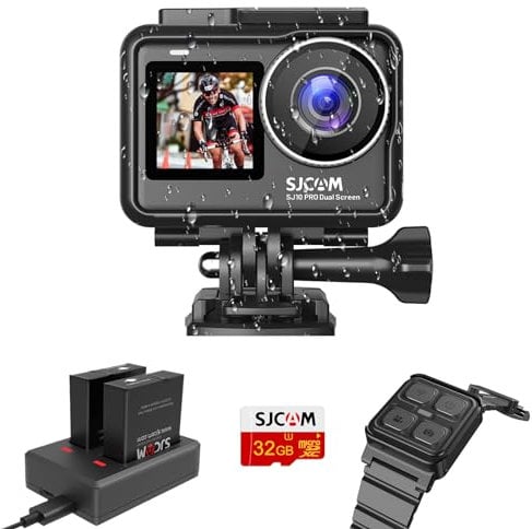 SJCAM SJ10Pro True 4K/60fps Action Camera with Touch Screen Stabilization 3.0 Super-Wide FOV 8X Zoom IPX8 Waterproof Underwater Camera with Remote Control Helmet Kits Support External Mic Vlog Live