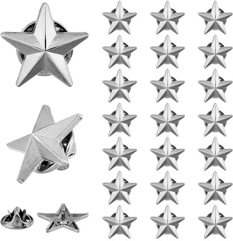 SUPERFINDINGS 24 Stück Legierungs Sternabzeichen Anstecknadel Legierungs Anstecknadel Broschen Gunmetal Abzeichen Militärauszeichnungsnadeln Juli Gedenktag Sterne Broschen 5 Punkt Sternabzeichen
