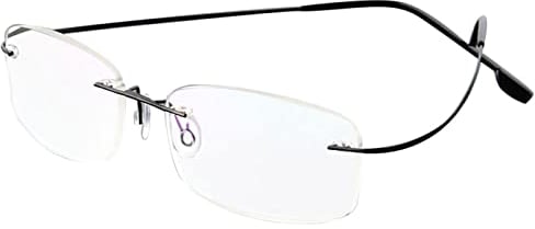 ABETOS Randlose Lesebrille Titan Herren Damen Ultra Leicht Klein Randlos Metall Lesehilfe Sehhilfe Mode Komfortable Rechteckig Rahmenlose Lesebrillen (Schwarz+2.0)