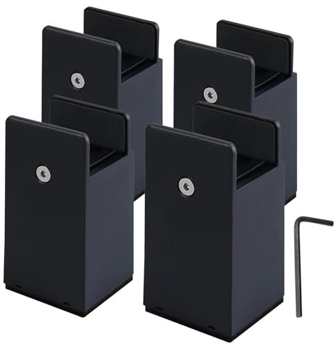 Thatyro 4 Inch Bed Risers with Adjustable Screw Clamp Heavy Duty Furniture Risers Set of 4 Furniture Leg Extenders for Bed Table Chair Sofa (100mm, Black)