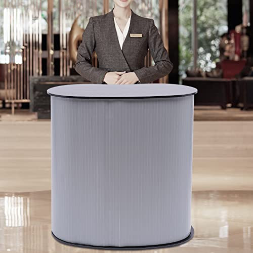 SUBKUDY Rednerpult Empfangstresen Prsentationsstnder Messetheke Faltbar Empfangstheke Rezeption Counter Round für Firmenhallen Hotelrezeptionen Bekleidungsgeschäften