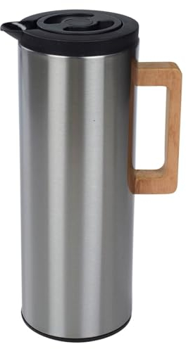URBN-CHEF 1L Thermal Vacuum Jug Carafe Double Wall Insulated Stainless Steel Wooden Handle