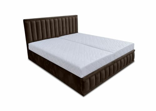 Ares Meble Grand Polsterbett 180x200 cm -Bettgestell mit Bettkopfteil - Samt Bett mit Schubladen - Schlafzimmer Bett - Doppelbett - Rückenlehne Bett - Bett mit Bettkasten - Braun