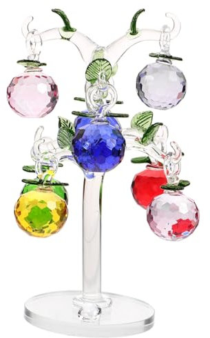 Zerodeko 1 Satz Desktop-Handwerk Weihnachtsdekoration Äpfel Ornamente Chinesischer Baum Heimdekorationen Geldbaum Aus Kristall Baum Handwerk Mini Skulptur Glas Esstisch