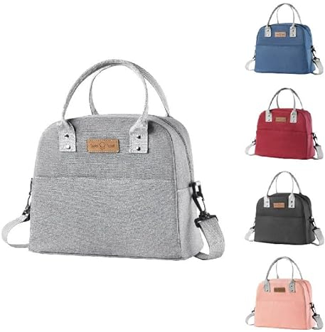 BRYN Borsa Termica Porta Pranzo, 7.9L Borsa Frigo Piccola Pranzo Ufficio, Borsa Pranzo per Lavoro, Scuola, Viaggio, Campeggio, Picnic, Mare（Grigio）