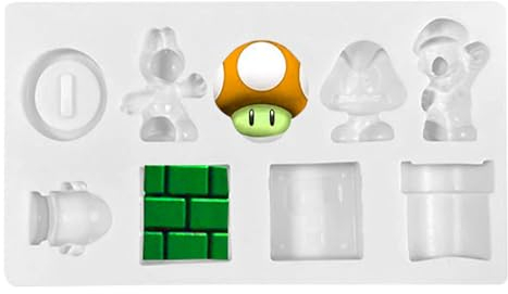 Hsupez Molde de silicona, molde de silicona para hornear, moldes para tartas 3D, molde de chocolate Fondant Mario, cortadores de galletas prensables, dulces de pasteles, para fiestas diarias,