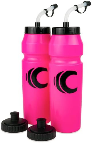 Cannon Sports 1 Liter Sports Water Bottle, BPA-Free, 34 Oz Capacity, Large Mouth, 2 lids (Straw and Squeeze), Great For Helmet Sports Such As Hockey, Lacrosse, Football, Boxing (Pink)