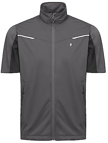 Little Donkey Andy Lightweight Softshell Jackets for Men, Windproof Short Sleeve Sweat Jacket for Hiking, Cycling, Running, Golf, gray, XXL
