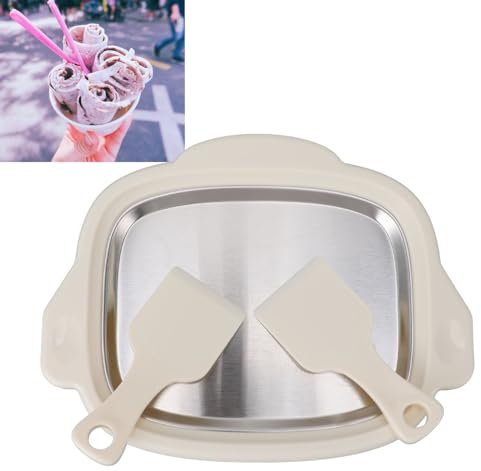 Jiawu Instant Ice Cream Maker, Homemade Rolled Ice Cream Maker Pan, Stainless Steel Ice Cream Roll Machine, Ideal for Making Fried Fruit Ice Cream or Frozen Yogurt Sorbet Gelato (White)