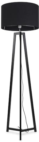 ValueLights | Black Wood Tripod Floor Lamp with Black Fabric Drum Lampshade Living Room Light | Floor Lamps, Home Décor & Improvement Essential | Included LED Bulb