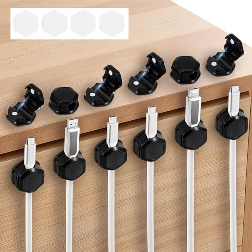 Yuanchu 12 Stück Kabelhalter,Magnetische Kabelmanagement Selbstklebend Kabelclips Kabel Organizer Kabelbefestigung mit 2 Aufkleber für Schreibtisch Nachttisch Ladekabeln HDMI USB Audiokabel(12pc)