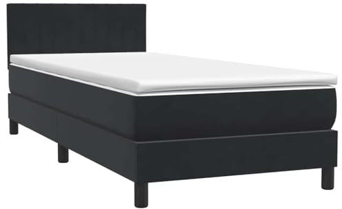 vidaXL Boxspringbett mit Matratze Schwarz 80x220 cm Samt, Bett, Bett mit Stauraum, Möbel Schlafzimmer, Betten, Bett mit Bettkasten, Schlafzimmermöbel