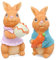 Osterhasen Figuren, 2 Stück Osterdeko Harz Kaninchen Figuren, Harz Osterhase, Dekofiguren Hasen, Hasen Deko Figur, Bunny Figuren Ornament für Frühling Ostern Tisch Garten Balkon Deko