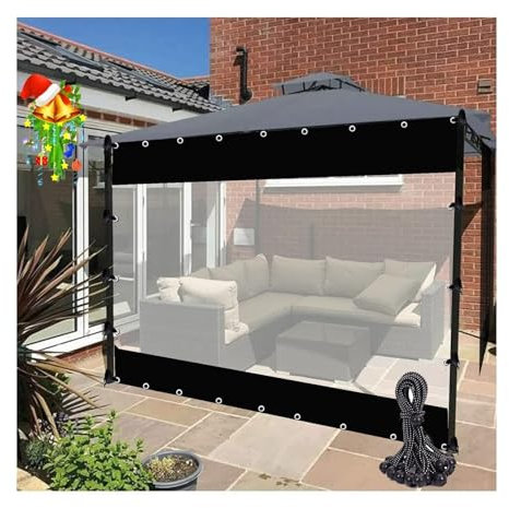 Wasserdichte Pergola-Abdeckung für den Außenbereich, mit Ösen und Bungee-Bällen, 0,5 mm dick, Garten-Windschutzscheibe für Carport (8 x 3 m)