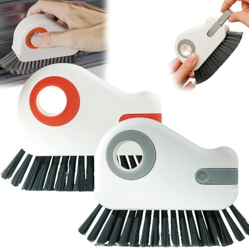 LZZEM 2PCS Set 2-in-1 Groove Cleaning Brush Window Track Louvered Door Cleaning Tool Multi Purpose Stiff Bristle Brush Suitable for Kitchen Sliding Doors and Car Vents