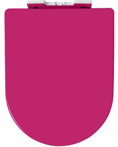 Bunter Toilettensitz in U/D-Form, WC-Sitz Mit Absenkautomatik Und Verstellbaren Scharnieren Zur Befestigung Oben, Toilettendeckel Aus PP-Material Mit Schnellverschluss, Rosa
