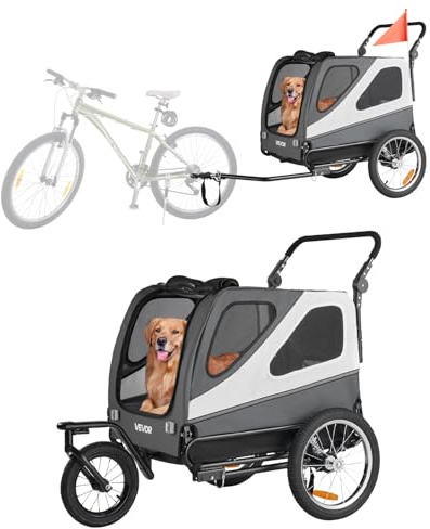 VEVOR Rimorchio per Bici per Cani, Supporta Fino a 45 kg, Carrello Portabici per Animali Domestici di Piccola e Grande Taglia, Telaio Pieghevole con Ruota a Sgancio Rapido, Attacco Universale