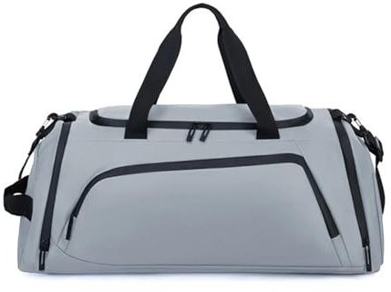Turnbeutel mit großer Kapazität, wasserdicht, für Training, Sport, Seesäcke, für Männer und Frauen, trockene Nasstrennung, Yoga-Tasche, Hand-, Business-Reisetasche, hellgrau
