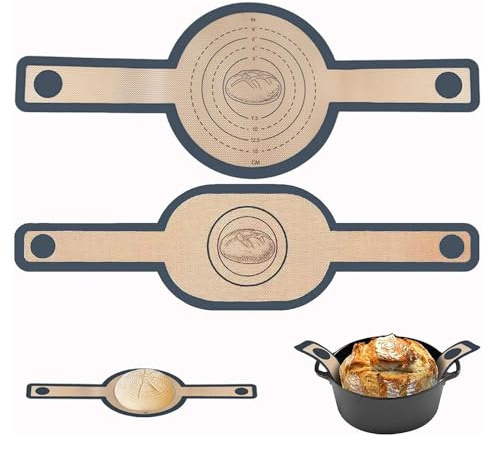 Silicone Bread Sling for Dutch Oven, 2 PCS Non-Stick & Easy Clean Reusable Silicone Bread Baking Mats with Long Handles, Easy to Transfer Sourdough Bread