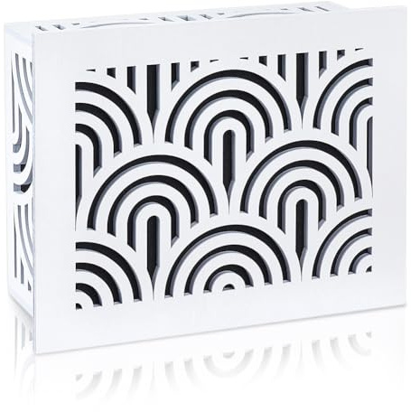 CUTHOLLOW Wooden Doorbell Chime Cover Box, 9.84x7.87in White Wall Plate | Noise-Reducing Transformer Cover with Aesthetic Design, Fits Indoor Outdoor Home Decor, Inner Size 8.58x6.38in