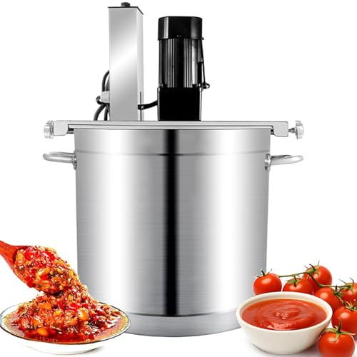Mezcladora de mermelada automática comercial de 20 l con raspador de doble capa: olla resistente para mezclar salsas y alimentos en cocinas profesionales.