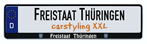carstyling XXL Design Kennzeichenrahmen Bundesland Freistaat Thüringen 2 Stück