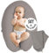sei Design Stillkissen XXL Set Mikroperlen-Füllung Musselin-Bezug + noch 1 X Stillkissenbezug aus Bio Baumwolle, ergonomisches Schwangerschaftskissen Seitenschläferkissen Babynestchen