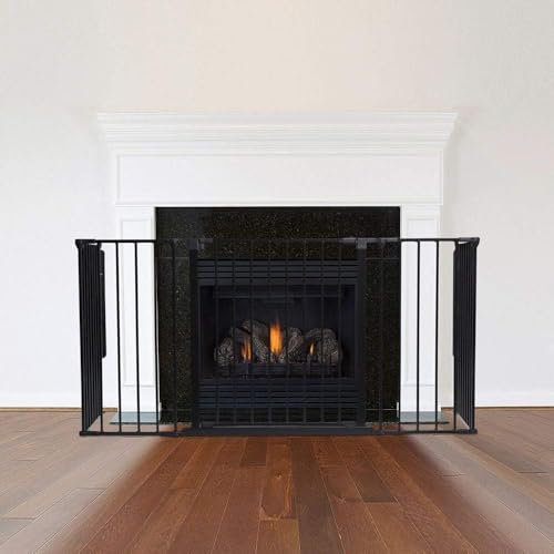Safetots MehrPanel Kaminschutzgitter, 51cm Tief x 164cm Breit, Schwarz, 70cm Hoch, Kinder und HaustierKaminschutz, Baby und KleinkindKaminSchutz, Sicherheitsbarriere für Kamine