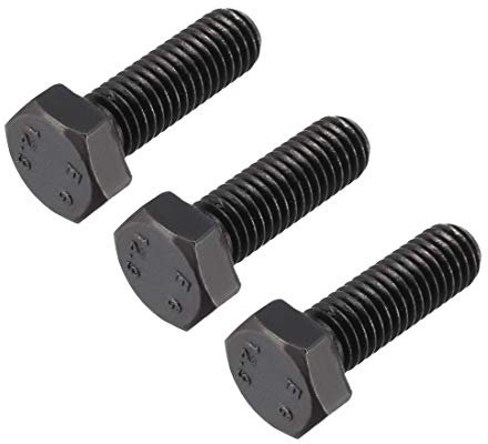 sourcing map M8x25mm vis tête Hex Vis gauche fixation acier carbone noir 3pc