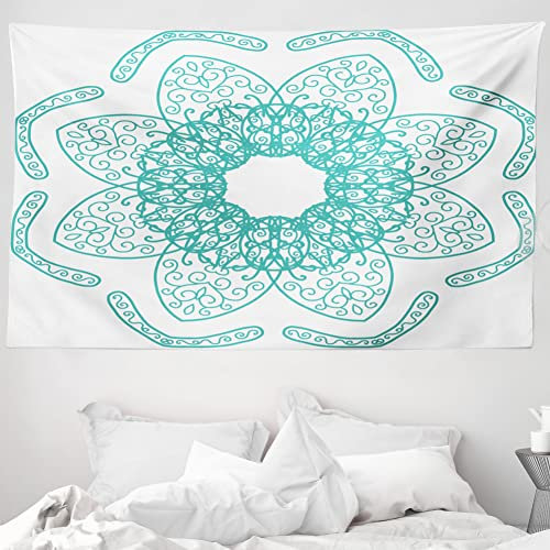 ABAKUHAUS Orient Wandteppich, Persischer Stil Orientalisches Blumenmuster mit nahöstlichen böhmischen Effekten, aus Weiches Mikrofaser Stoff Wand Dekoration Für Schlafzimmer, 230 x 140 cm, Meerschaum