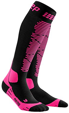 CEP – SKI MERINO SOCKS REDESIGN für Damen | Merinosocken für den Wintersport in schwarz / pink | Größe II