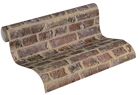 A.S. Création papier peint intissé Trendwall papier peint brique 10,05 m x 0,53 m beige marron rouge 371611 37161-1