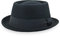 Belfry Porkpie Fedora-Hut für Herren, Vintage-Stil, 100 % reine Wolle, in Schwarz, Braun, Grau, Marineblau, Pekannuss und gestreiftem Band, Blackporkpie, SMALL