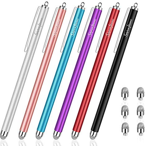StylusHome Stylus Pens for Touch Screens (6 Pcs), Sensitivity Capacitive Stylus Fiber Tips Touch Screen Pen with 6 Extra Replaceable Tips for for iPad iPhone Tablets All Universal Touch Devices
