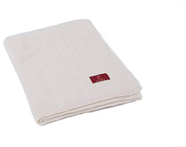 Ritter Decken Strickdecke Estoril aus 100% mulesingfreie Wolle (weich) in 150 x 200 cm (weiß) Weiche und warme Wolldecke. Geeignet als hochwertige Kuscheldecke und Tagesdecke.